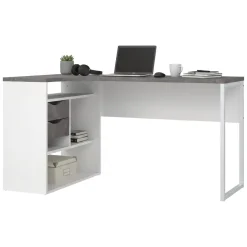 Scrivania lineare bianca e grigia 145x81cm con 2 cassetti - Moire