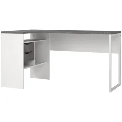 Scrivania lineare bianca e grigia 145x81cm con 2 cassetti - Moire