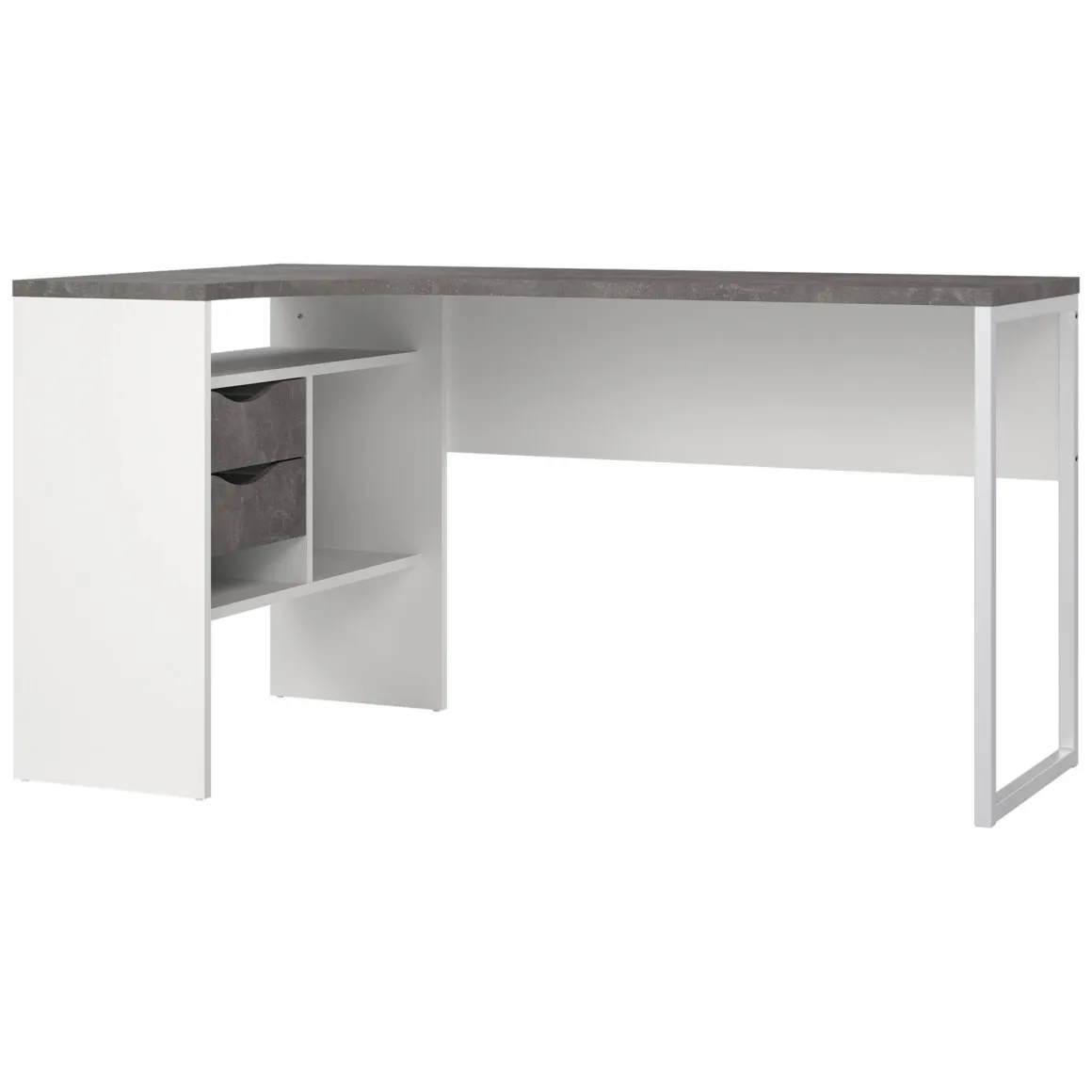Scrivania lineare bianca e grigia 145x81cm con 2 cassetti - Moire