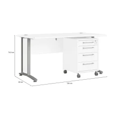 Scrivanie > Dmora Scrivania lineare bianca e grigia 150x80cm in legno - Ascorbato Grigio, Bianco