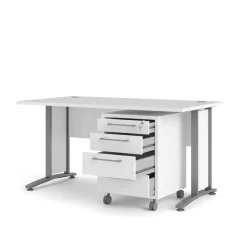 Scrivanie > Dmora Scrivania lineare bianca e grigia 150x80cm in legno - Ascorbato Grigio, Bianco