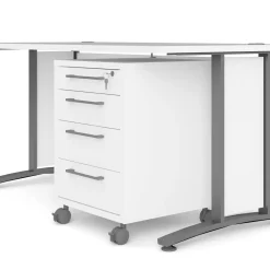 Scrivanie > Dmora Scrivania lineare bianca e grigia 150x80cm in legno - Ascorbato Grigio, Bianco