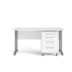 Scrivanie > Dmora Scrivania lineare bianca e grigia 150x80cm in legno - Ascorbato Grigio, Bianco