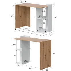Ufficio|Camera Da Letto > Dmora Scrivania lineare bianca e legno 110x50cm con libreria - Zefiro Marrone, Bianco Rovere Nodi