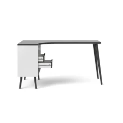 Scrivania lineare bianca e nera 145x81cm con 2 cassetti - Katherine