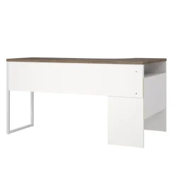 Scrivanie > Dmora Scrivania lineare bianca e noce 145x81cm con 2 cassetti - Moire Marrone, Bianco Noce