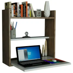 Scrivania lineare bianca e noce 60x19cm - Bariano