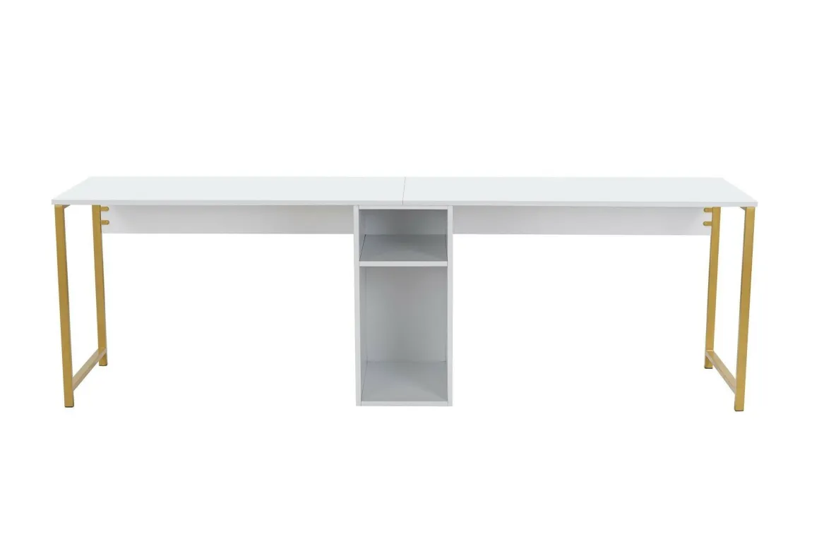 Scrivania lineare bianca e oro 240x60cm - Violet