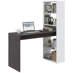 Ufficio|Camera Da Letto > Dmora Scrivania lineare bianca e ossido 120x53cm con libreria - Ali Marrone, Bianco Ossido
