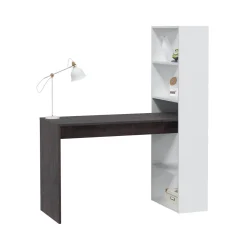 Ufficio|Camera Da Letto > Dmora Scrivania lineare bianca e ossido 120x53cm con libreria - Ali Marrone, Bianco Ossido