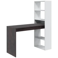 Ufficio|Camera Da Letto > Dmora Scrivania lineare bianca e ossido 120x53cm con libreria - Ali Marrone, Bianco Ossido