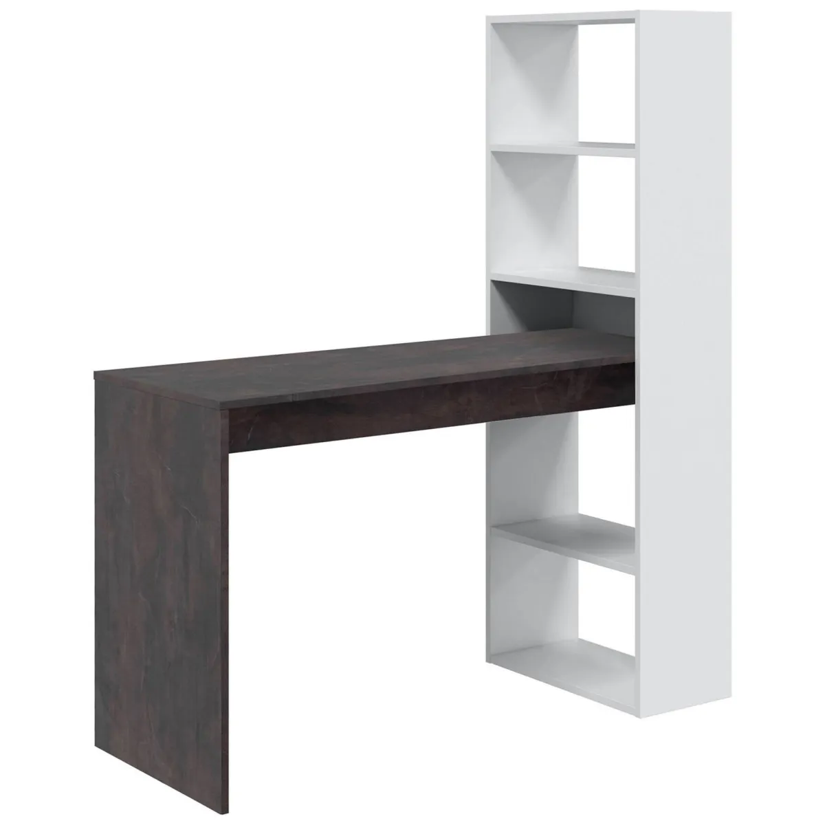 Ufficio|Camera Da Letto > Dmora Scrivania lineare bianca e ossido 120x53cm con libreria - Ali Marrone, Bianco Ossido