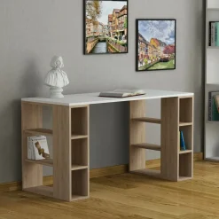 Scrivania lineare bianca e quercia 140x60cm - Sulpice