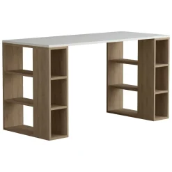 Scrivanie > Dmora Scrivania lineare bianca e quercia 140x60cm in legno - Archidamia Marrone, Bianco Quercia