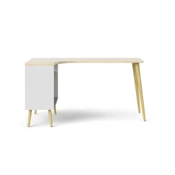 Scrivania lineare bianca e quercia 145x81cm con 2 cassetti - Katherine