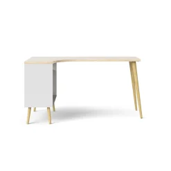 Scrivania lineare bianca e quercia 145x81cm con 2 cassetti - Katherine