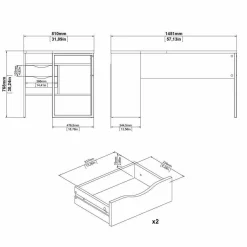 Ufficio|Camera Da Letto > Dmora Scrivania lineare bianca e rovere 80x40cm con 1 cassetto - Adri Marrone, Bianco Rovere