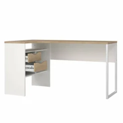Ufficio|Camera Da Letto > Dmora Scrivania lineare bianca e rovere 80x40cm con 1 cassetto - Adri Marrone, Bianco Rovere