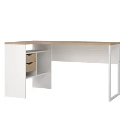 Ufficio|Camera Da Letto > Dmora Scrivania lineare bianca e rovere 80x40cm con 1 cassetto - Adri Marrone, Bianco Rovere