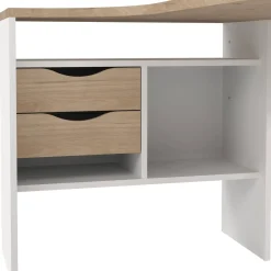 Ufficio|Camera Da Letto > Dmora Scrivania lineare bianca e rovere 80x40cm con 1 cassetto - Adri Marrone, Bianco Rovere