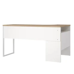 Ufficio|Camera Da Letto > Dmora Scrivania lineare bianca e rovere 80x40cm con 1 cassetto - Adri Marrone, Bianco Rovere