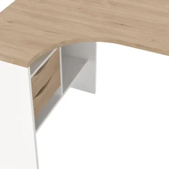 Ufficio|Camera Da Letto > Dmora Scrivania lineare bianca e rovere 80x40cm con 1 cassetto - Adri Marrone, Bianco Rovere