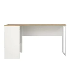 Ufficio|Camera Da Letto > Dmora Scrivania lineare bianca e rovere 80x40cm con 1 cassetto - Adri Marrone, Bianco Rovere