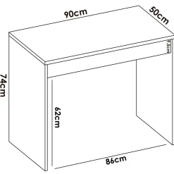 Scrivania lineare bianca e rovere 89x49cm con 1 cassetto - Affiniti