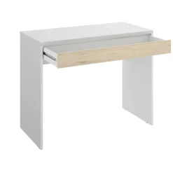 Scrivania lineare bianca e rovere 89x49cm con 1 cassetto - Affiniti