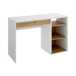 Scrivania lineare bianca e rovere nodi 110x50cm in legno - Antonello