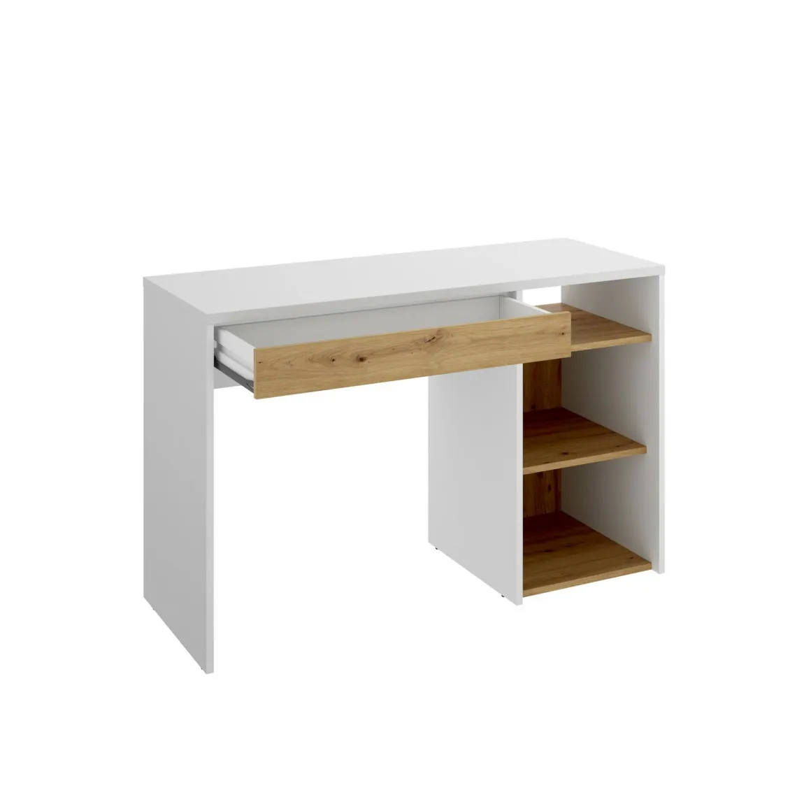 Scrivania lineare bianca e rovere nodi 110x50cm in legno - Antonello