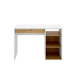 Scrivania lineare bianca e rovere nodi 110x50cm in legno - Antonello