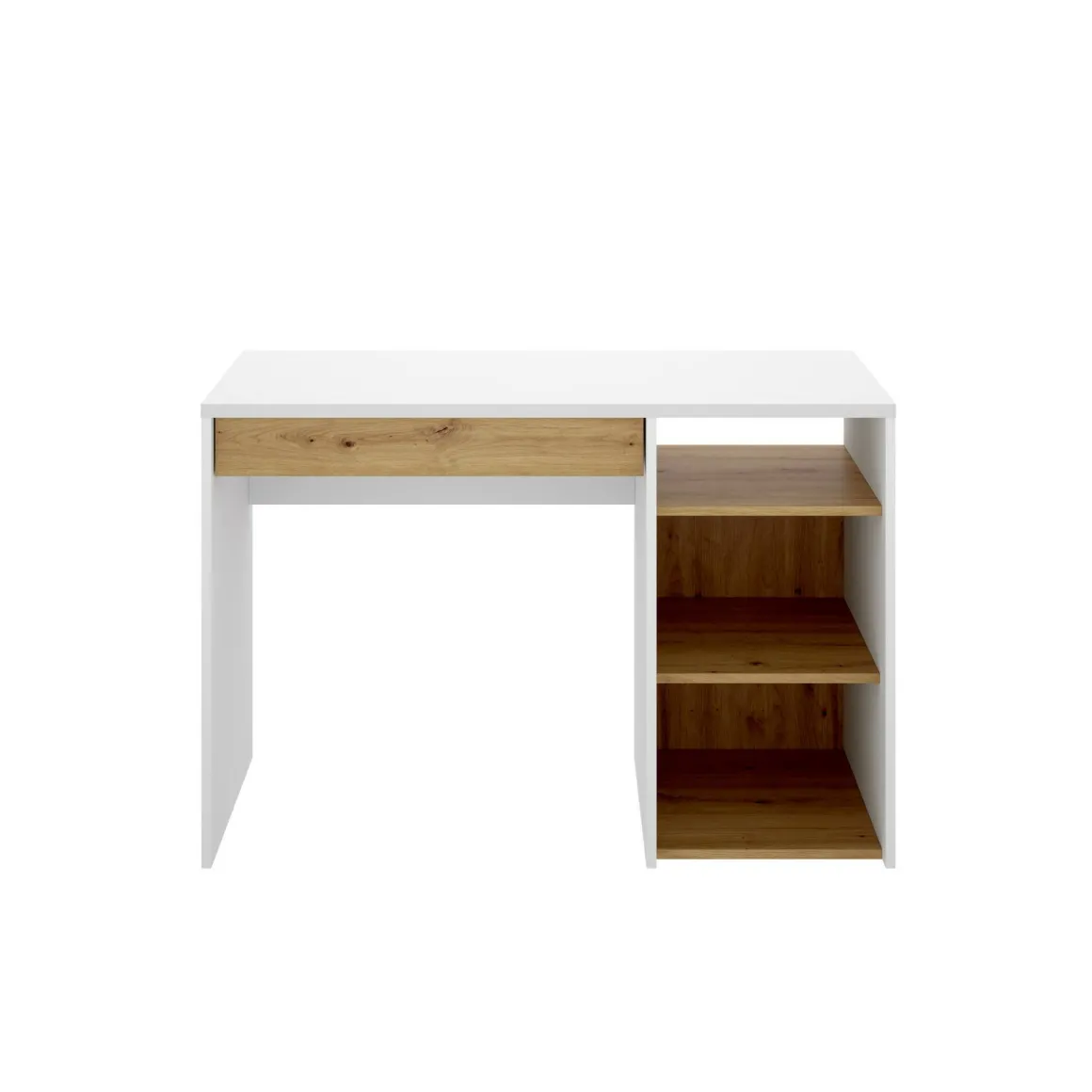 Scrivania lineare bianca e rovere nodi 110x50cm in legno - Antonello