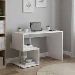 Ufficio|Camera Da Letto > Dmora Scrivania lineare bianca lucida 100x50cm con supporto pc - Acan Bianco Lucido