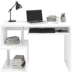 Ufficio|Camera Da Letto > Dmora Scrivania lineare bianca lucida 100x50cm con supporto pc - Acan Bianco Lucido
