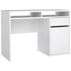 Scrivania lineare bianca lucida 110x48cm con 1 cassetto - Abbadu