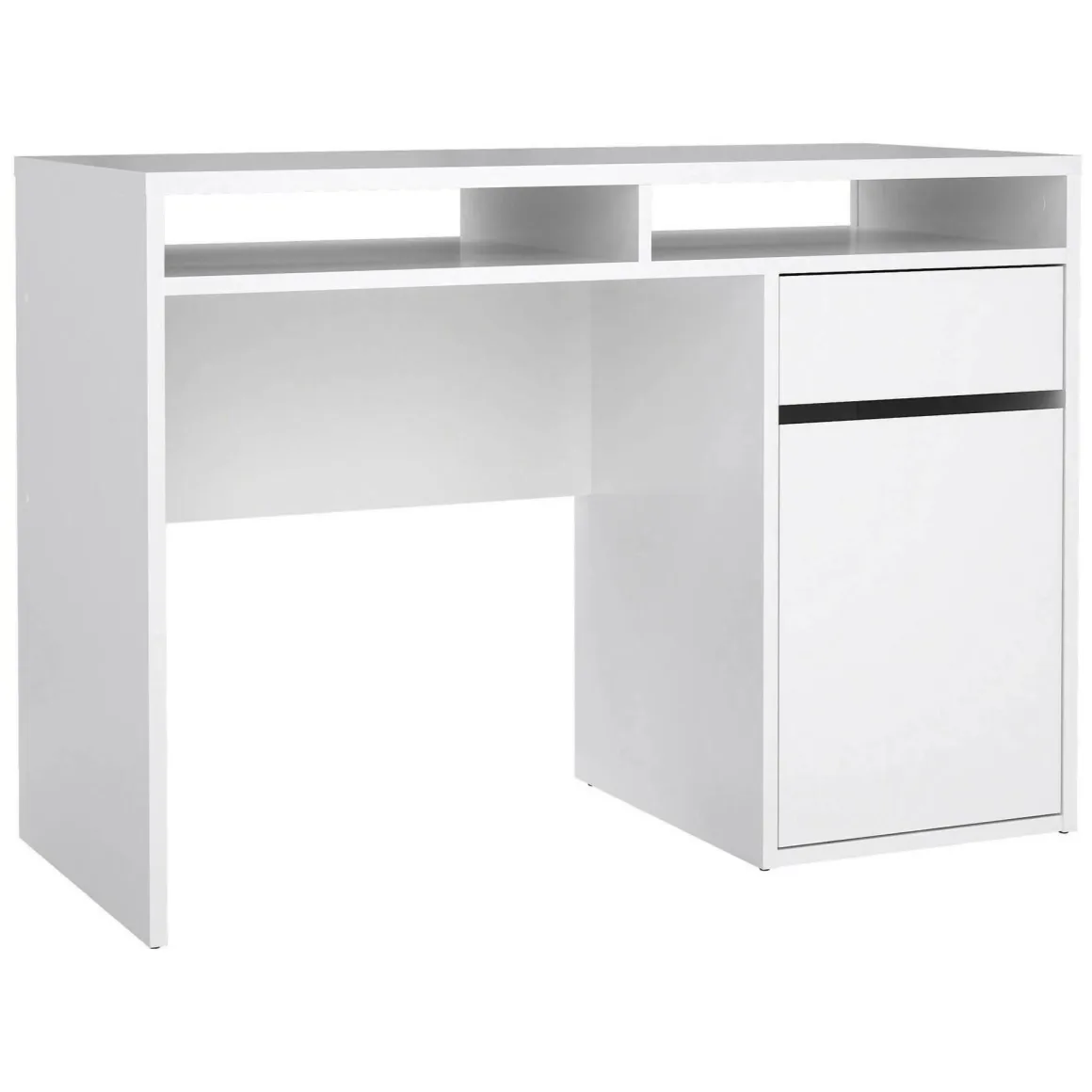 Scrivania lineare bianca lucida 110x48cm con 1 cassetto - Abbadu