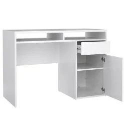 Ufficio|Camera Da Letto > Dmora Scrivania lineare bianca lucida 110x50cm con supporto pc - Antioco Bianco Lucido