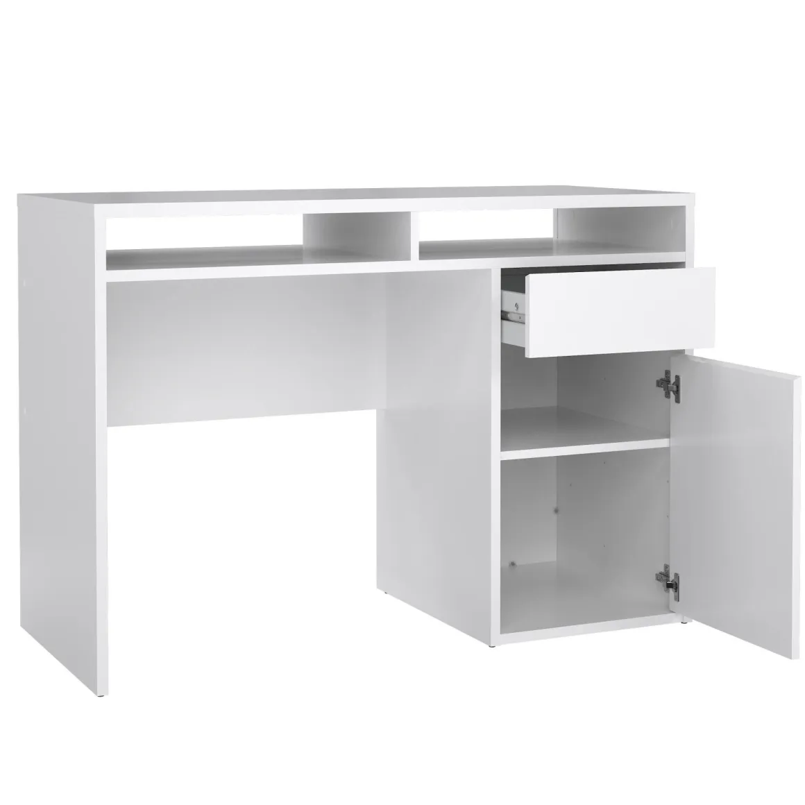 Ufficio|Camera Da Letto > Dmora Scrivania lineare bianca lucida 110x50cm con supporto pc - Antioco Bianco Lucido