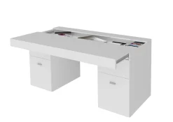 Scrivania lineare bianca lucida 130x60cm con 1 cassetto - Aladdin