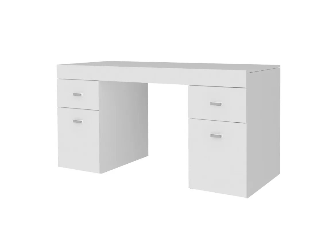 Scrivania lineare bianca lucida 130x60cm con 1 cassetto - Aladdin