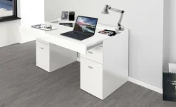 Scrivania lineare bianca lucida 130x60cm con 1 cassetto - Aladdin