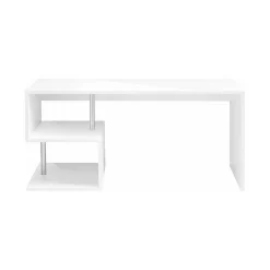 Scrivanie > Dmora Scrivania lineare bianca lucida 149x48cm con 2 cassetti - Leepi Bianco Lucido
