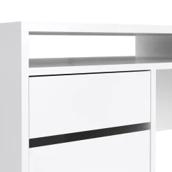 Scrivanie > Dmora Scrivania lineare bianca lucida 149x48cm con 2 cassetti - Leepi Bianco Lucido