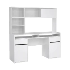Scrivania lineare bianca lucida 149x48cm con libreria - Ambrenti