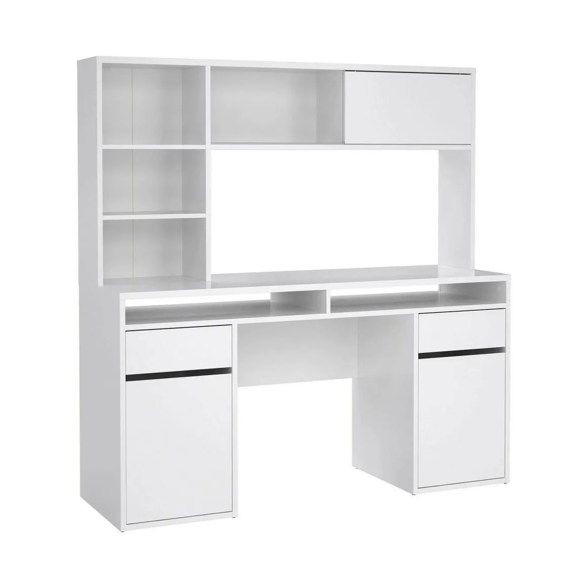 Scrivania lineare bianca lucida 149x48cm con libreria - Ambrenti