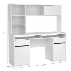 Ufficio|Camera Da Letto > Dmora Scrivania lineare bianca lucida 160x60cm con supporto computer - Giunone Bianco Lucido