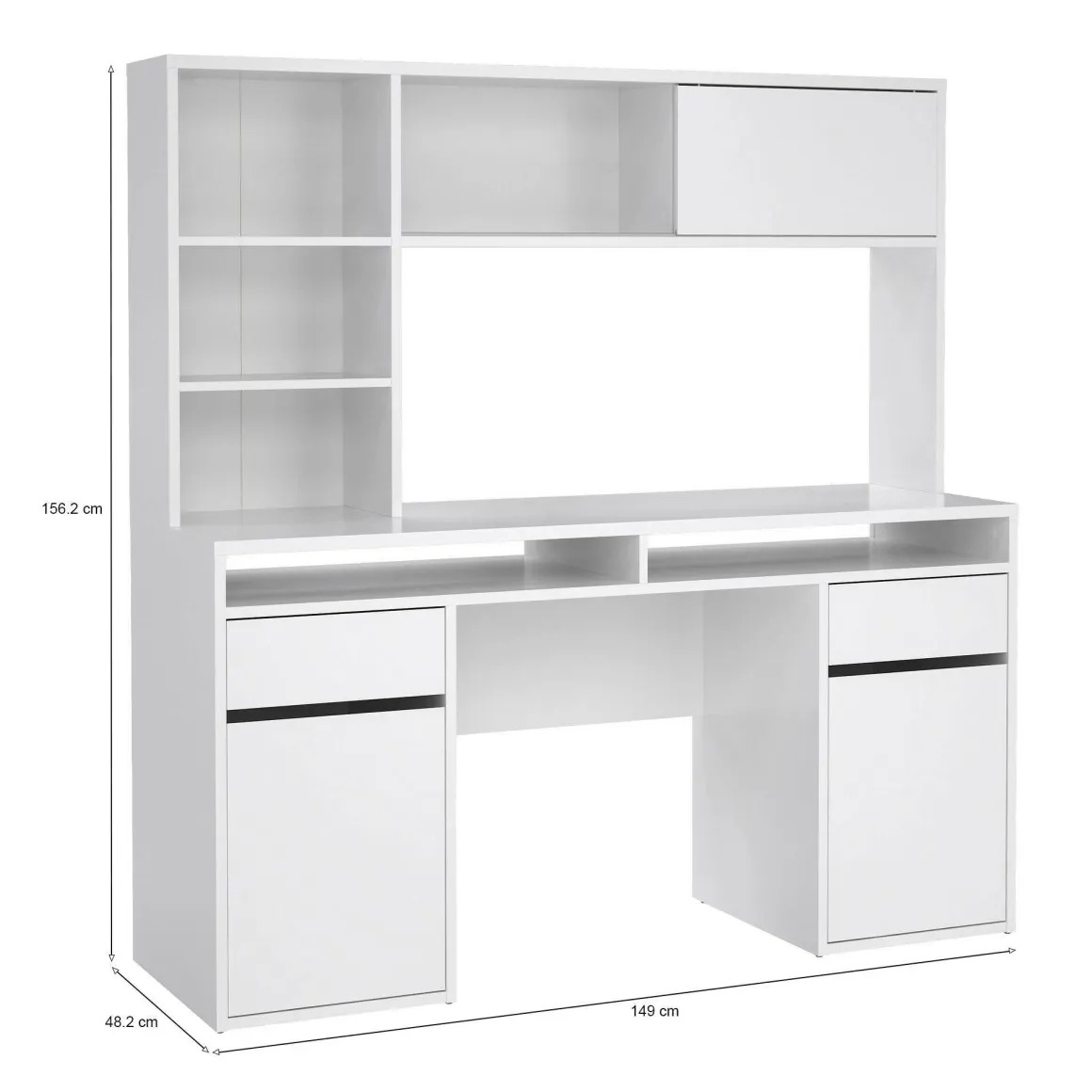 Ufficio|Camera Da Letto > Dmora Scrivania lineare bianca lucida 160x60cm con supporto computer - Giunone Bianco Lucido