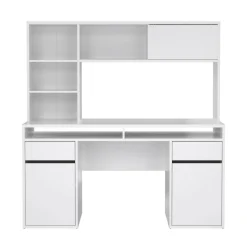 Ufficio|Camera Da Letto > Dmora Scrivania lineare bianca lucida 160x60cm con supporto computer - Giunone Bianco Lucido