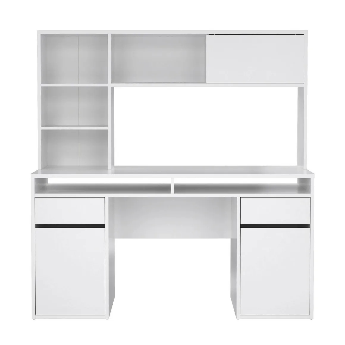 Ufficio|Camera Da Letto > Dmora Scrivania lineare bianca lucida 160x60cm con supporto computer - Giunone Bianco Lucido